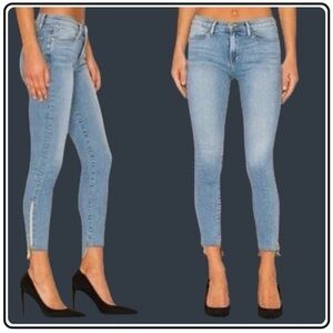 FRAME Denim Le High Skinny Jeans Jackson Wash Gold Zip Step Hem Excellent Cond